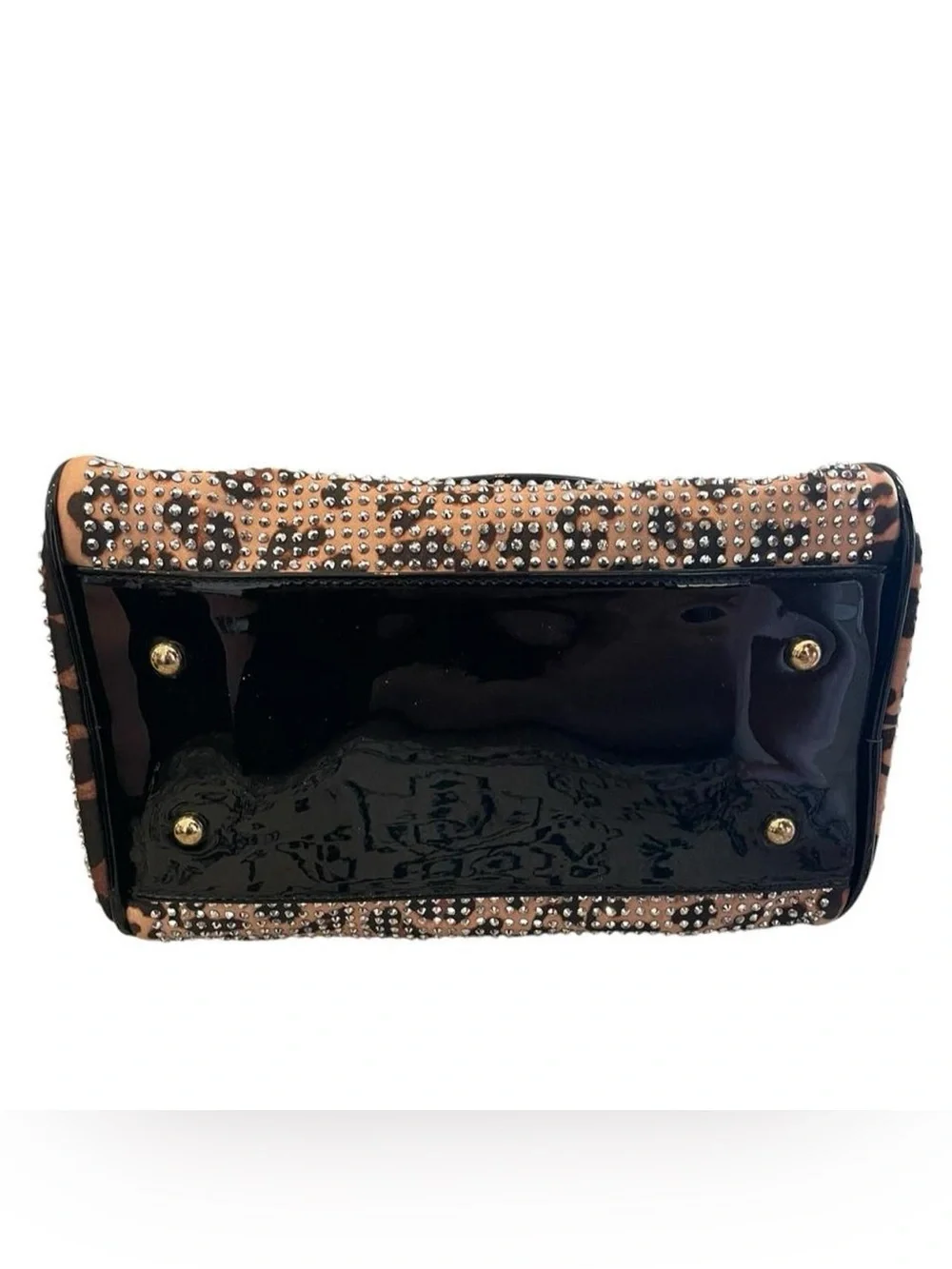 All-Over Rhinestone Leopard Print Duffle Satchel Purse (Excellent Condition)